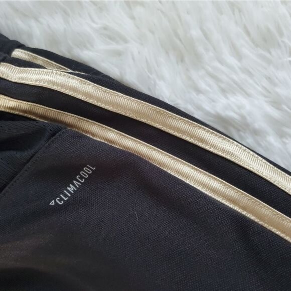 Adidas Men's Size Small Black and Gold 3 Stripe Jogger Pants - Picture 2 of 10